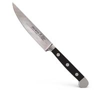 GÜDE Solingen - Couteau à steak Porterhouse Lisse forgé, 12 cm, POM noir, ALPHA - double mitre, fabriqué à la main en Allemagne