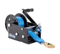 Güde Treuil de sangle GGHW 900/8 (force de traction maximale 900 kg, longueur de sangle 8 m, largeur de sangle 5 cm, crochet de charge avec ouverture goutte, levier de verrouillage, manivelle avec