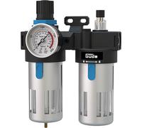 Güde Unité d'entretien 1/4" (filetage de raccordement IG 1/4", pression de travail maximale 10 bar, montage sur un compresseur, réglage de la pression de travail, nettoie, filtre et lubrifie l'air