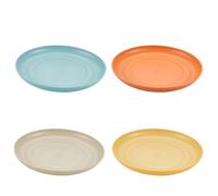 GUEDKIKL Lot de 4 assiettes rondes en plastique, diamètre 15 cm, assiettes à goûter, plats à salade réutilisables, incassables pour cuisine, restaurant