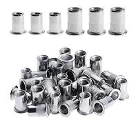 Gueenky 100 Pièces Rivet Ecrou M6 M8, Écrous à Rivets en Acier Inox, Tête Plate Ecrou Insert Assortiment Kit pour Bois Meubles