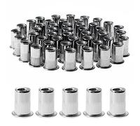 Gueenky 100 Pièces Rivet Ecrou M8, Écrous à Rivets en Acier Inox, Assortiment M8 Ecrou Insert Filetés Tête Plate pour Métal Plastique (14 mm x 18 mm)