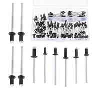 Gueenky 120 Pièces Rivet Noir Aluminium, 2,4/3/3,2/4 mm Rivet Pop, 6 Tailles Assortiment Rivets Aveugle Noir pour Métal Bois Plastique, avec Boîte de Rangement