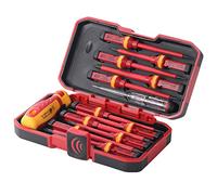 Gueenky 13 Pièces Tournevis Electricien, 1000 V Tournevis Isolant Magnétique Tournevis Plat Cruciforme Torx, Aimanté Tournevis Electricien Isolé avec Poignée