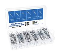 Gueenky 135 Pièces Rivet Aluminium, 5/6/6,4 mm Rivet Pop, 6 Tailles Assortiment Rivets Aveugle pour Métal Bois Plastique, avec Boîte de Rangement