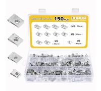 Gueenky 150 Pièces Agrafe Carrosserie, Écrous Fixation Type U Clips Ecrou, M4 M5 M6 M8 Agrafe Clips de Fixation Voiture Agrafe Tole Agrafe Voiture Carrosserie pour Auto Moto