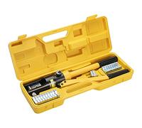 Gueenky 16 Tonnes Pince Hydraulique Manuel Coffret, 8-300 mm² Pince à Sertir Hydraulique Outil de Sertissage Hydraulique avec 13 Paires Matrices Pour Sertir Les Cosses de Câbles