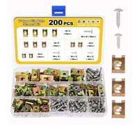 Gueenky 200 Pièces Agrafe Carrosserie, Écrous Fixation Type U Clips Ecrou, Vis et Agrafe Clips de Fixation Voiture Agrafe Vis Tole Agrafe Voiture Carrosserie pour Auto Moto