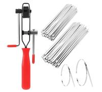 Gueenky 200 Pièces Attache Câble en Acier Inox avec Pistolet à Serre-Câble Métal, 4,6 x 200/300mm Serre-câbles Acier Autobloquant Serre Flex Metal avec Pistolet à Attache Pistolet à Cravate Métallique