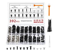 Gueenky 392 Pièces Set de Vis pour Ordinateur Portable, M2 M2,5 M3 Informatique PC SSD Disque Dur 2-10 mm, 18 Tailles Réparation à Tête Plate, avec Tournevis