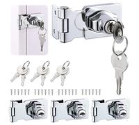 Gueenky 4 Pièces Moraillon de Verrouillage en Acier Inoxydable, 2,5 Pouces Loquets et Verrous de Portes de Sécurité Cadenas avec Clés et Vis, Moraillon de Loquet pour Portes Door Cabinet Cupboard