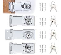 Gueenky 4 Pièces Moraillon de Verrouillage en Acier Inoxydable, 3 Pouces Loquets et Verrous de Portes de Sécurité Cadenas avec Clés et Vis, Moraillon de Loquet for Portes Door Cabinet Cupboard