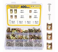 Gueenky 400 Pièces Agrafe Carrosserie, Écrous Fixation Type U Clips Ecrou, M3 M4 M5 Vis et Agrafe Clips de Fixation Voiture Agrafe Vis Tole Agrafe Voiture Carrosserie pour Auto Moto