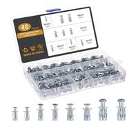 Gueenky 48 Pièces Chevilles Expansion en Metal, M4 M5 M6 M8 Molly Kit Vis et Cheville Placo Molly Chevilles Métalliques Cheville de Fixation pour Plaque Fer Plaque Plastique Plaque Aluminium