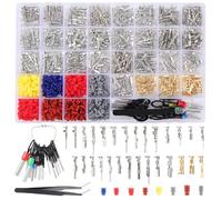 Gueenky 950 Pièces Connecteur Electrique Automobile Kit, 1/1,5/1,8/2,2/2,3/2,8/3,5 mm Broches et Cosses Electriques a Sertir avec Outil de Déverrouillage pour Voitures Motos et Bateaux