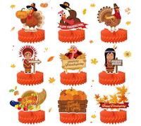 Gueevin Friendsgiving Lot de 9 centres de table en papier nid d'abeille 3D pour Thanksgiving, fête d'Action de grâce