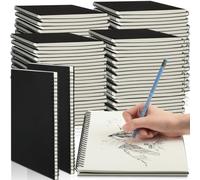 Gueevin Lot de 100 carnets de croquis à spirale reliés en vrac 100 g/m² 19,1 x 25,4 cm 60 feuilles de papier à dessin pour artistes adultes fournitures d'art crayon pastel (noir)