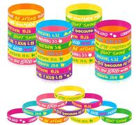 Gueevin Lot de 120 bracelets avec verset de la Bible pour enfants - Bracelets chrétiens avec Jésus - Motivation religieuse - Cadeaux scolaires - Prix en classe (coloré, couleur classique)