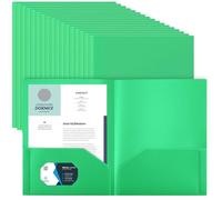 Gueevin Lot de 24 dossiers en plastique robuste avec poches, deux poches pour format lettre, porte-cartes de visite scolaire, pour la maison, le bureau, l'école, les affaires, 29 x 24 cm (vert)