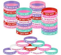 Gueevin Lot de 60 bracelets avec verset de la Bible pour enfants - Bracelets chrétiens - Bracelets de motivation religieuse pour enfants - Cadeaux scolaires - Prix en classe (Saint-Valentin, couleur