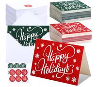 Gueevin Lot de 80 cartes de Noël avec enveloppes et autocollants en vrac - 8,9 x 12,7 cm - Cartes de vœux de Noël avec message imprimé pour cadeaux de vacances, d'anniversaire, Noël, hiver