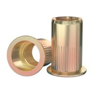 GUEEYUAW 60 Pièces Écrous à Sertir M8, à Tête Plate, Inserts Filetés en Acier au Carbone Galvanisé Pour Métal et Plaques en Plastique