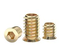 GUEEYUAW Insert Fileté 20 Pièces M6 x 30mm, Insert Bois M6, Inserts Hexagonaux pour Meubles en bois