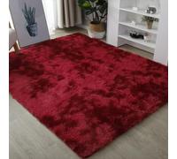GUEIFD Tapis à Poils Longs Dégradés Tie-Dye, Tapis Moelleux à Poils Longs avec Envers Antidérapant, Tapis de Sol Doux et Lavable pour Salon, Chambre, Canapé et Chevet(40x60cm(1.3x1.9ft), Red)