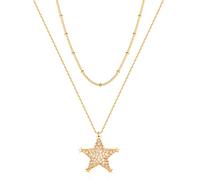 GUEMER Collier ras du cou avec pendentif en forme de croissant de lune et étoile en zircone cubique plaqué or 14 carats pour femme, 1, Zircone cubique