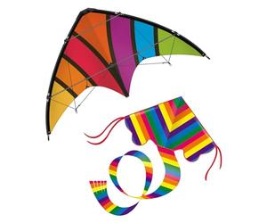 Günther Flugspiele 30121 - Cerf-Volant Sportif Top Loop & cerf-Volant monoplace Rainbow, 2 pièces, Jouets d'extérieur pour Enfants, Adolescents et Adultes
