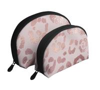 Guépard à imprimé léopard Or Rose, Trousse de Maquillage Coquille Femme Petit Porte-Monnaie Trousse de Toilette Trousse à cosmétiques 2 pièces