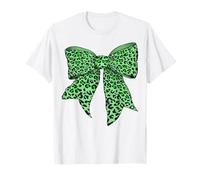 Guépard Animal léopard Vert Citron Motif Fille Coquette nœud T-Shirt