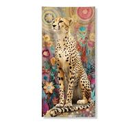 Guépard Art Couverture de porte décorative, motif floral coloré jungle bannières de porte d'entrée, décoration d'intérieur ou d'extérieur, printemps été, toile de fond à suspendre, fournitures de
