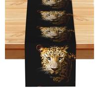 Guépard,Chemin de Table en Imitation Lin pour Salle à Manger ou réception, 33 x 183 cm