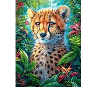 Guépard dans la forêt magique 500 Pièces Puzzle Adulte En Carton Épais Anti-Déchirure Conte de fées d'accompagnement magique Anti-Stress Loisir Créatif Difficile Niveau Expert Idée Cadeau Anniversaire