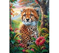 Guépard dans Le Jardin 300 Pièces Puzzle Adulte en Carton sans Déformation Contes de fées fantastiques d'animaux Sauvages Très Difficile Anti-Stress Jeu De Société Idée Cadeau Anniversaire Rapport P