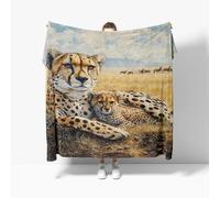 GuéPard dans Les Prairies Africaines Plaid Couverture Polaire Flanelle Jeté de Canapé 100x130 cm, Or Couverture Plaid Doux en Peluche pour 1 Personnes Lit, Canapé, Camping