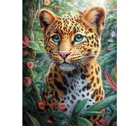 Guépard de la Jungle 1000 Pieces Casse-tête Adulte en Carton Haute Qualité Contes de fées Animaux et Plantes Très Difficile Haute Difficulté Anti-Stress Décoration Murale Cadeau Fête des Pères 1000