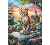 Guépard de la Jungle 1000 Pièces Puzzle Adulte en Carton sans Déformation Peinture à l'huile Fantastique d'animaux Sauvages Très Difficile Anti-Stress Jeu De Société Idée Cadeau Anniversaire Rapport