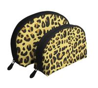 Guépard Léopard Jaune, Trousse de Maquillage Coquille Femme Petit Porte-Monnaie Trousse de Toilette Trousse à cosmétiques 2 pièces