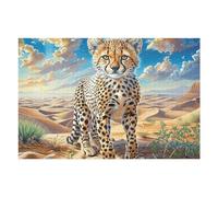 Guepard Prairie Gros Plan 1000 Pièces Puzzle Adulte en Carton Épais Anti-Déchirure Anti-Stress Loisir Créatif Difficile Niveau Expert Idée Cadeau Anniversaire Premium 1000 PCS/75x50cm