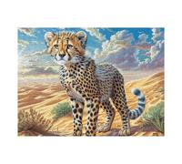 Guepard Prairie Gros Plan 500 Pièces Puzzle Famille en Carton Haute Densité Difficulté Moyenne Activité Familiale Anti-Stress Loisir Créatif Jeu De Société Premium 500 PCS/52×38cm