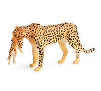 Guépard réaliste avec bébé pour expositions scientifiques et salles de classe, modèle animal africain pour présentation et collection de figurines d'animaux sauvages