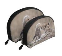 guépard, Trousse de Maquillage Coquille Femme Petit Porte-Monnaie Trousse de Toilette Trousse à cosmétiques 2 pièces