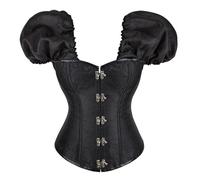 Guêpière gainante élégante pour femme - Style gothique - Avec manches courtes - Pour vêtements décontractés - Halloween et fête de la bière, Noir , XXL