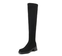 Gueploer Bottes Hautes pour Femme, Talons carrés, Bottes Longues Extensibles jusqu'à la Cuisse pour soirée, Mariage ou Usage Quotidien,Noir,39 EU