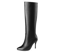 Gueploer Bottes Longues pour Femmes, Talons Fins Pointus Bottes Hautes Classiques pour La Vie Quotidienne, La Fête, Le Travail,Noir,40 EU