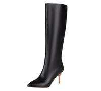 Gueploer Bottes Longues pour Femmes, Talons Fins Pointus Bottes Hautes pour fête, Banquet, Vie Quotidienne,Noir,34 EU