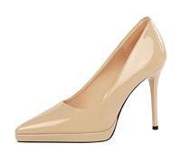 Gueploer Chaussures À Talons Hauts pour Femmes, Escarpins À Bouts Pointus en Cuir Verni, Talons Aiguilles, Chaussures De Soirée pour Femmes pour Le Quotidien, Les Banquets, Le Bureau,4,36 EU