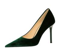 Gueploer Chaussures À Talons Hauts pour Femmes, Escarpins en Velours À Bout Fermé, Talons Aiguilles De 10 Cm, Chaussures De Fête pour Bal, Mariage, Vie Quotidienne,1,35 EU